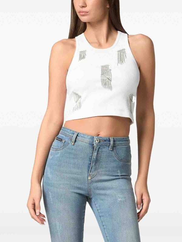 トップ/タンクトップ - 白 shop online: PHILIPP PLEIN