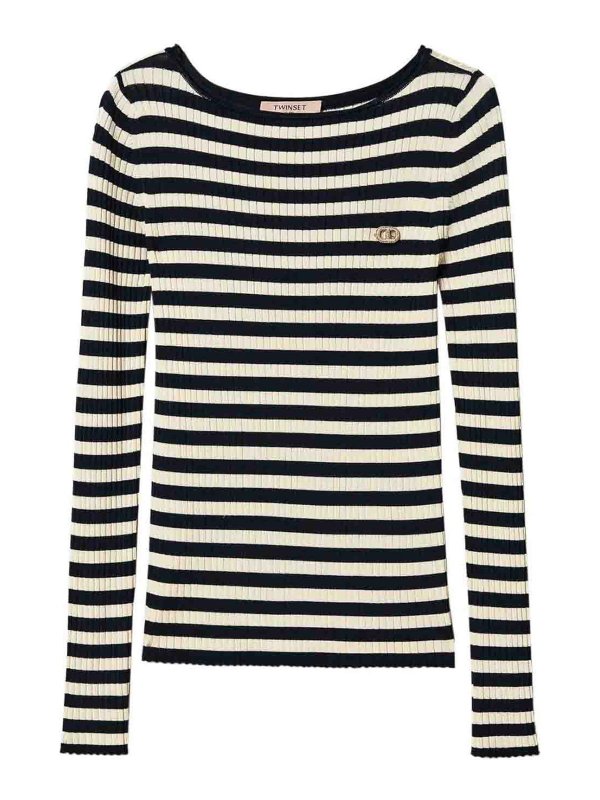 TWINSET: Suéteres con cuello pico - Suéter Cuello Redondo - Negro