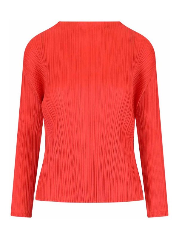 PLEATS PLEASE ISSEY MIYAKE: トップス＆タンクトップ - トップ/タンクトップ - オレンジ