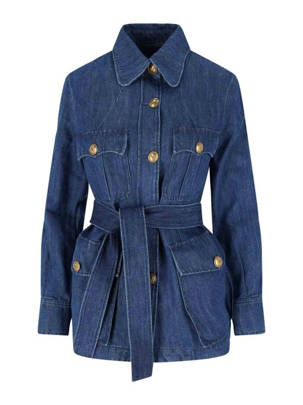 VALENTINO: Vestes en denim - Veste En Jean - Bleu