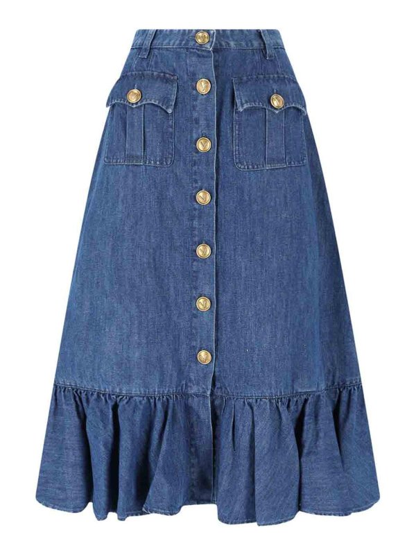 VALENTINO: Faldas media pierna y semilargas - Falda Semilarga - Azul