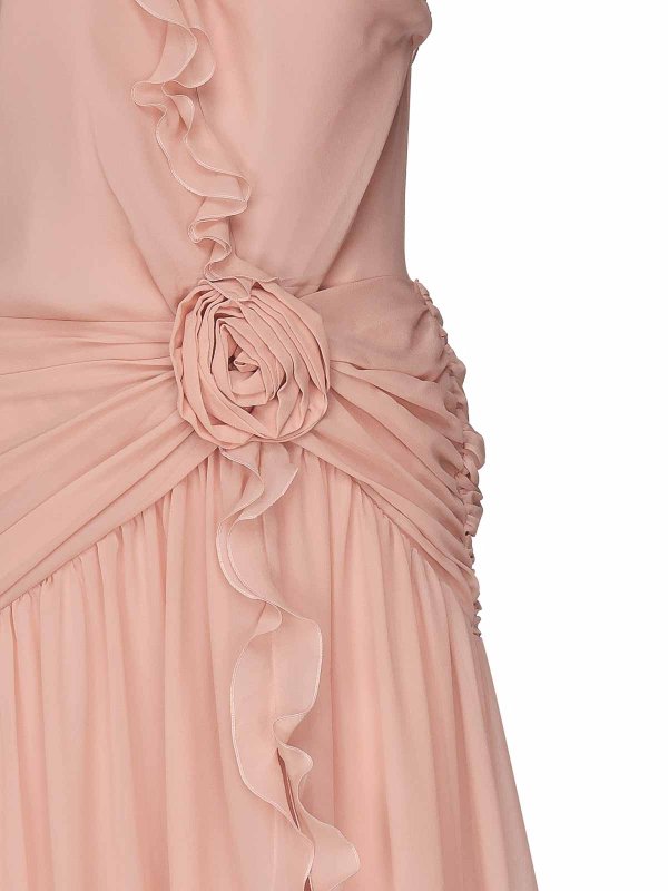 The Best Shops BLUMARINE: knee length dresses - One-Shoulder Dress In Silk Georgette