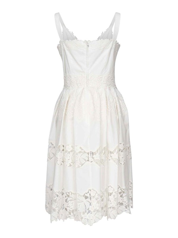 DOLCE & GABBANA: abiti al ginocchio online - Abito midi di cotone con ricamo