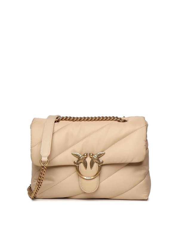Pinko: cross body bags - Love Bag Quilted Fabric Shoulder Bag