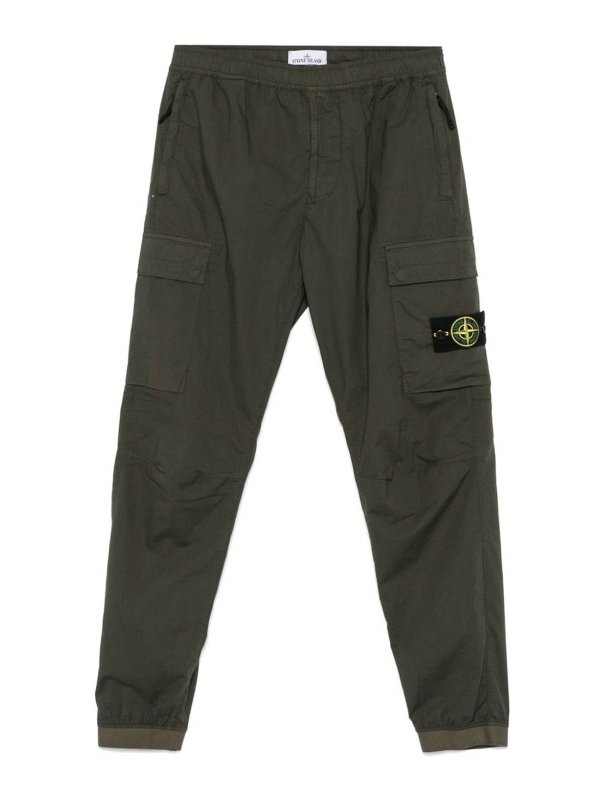 STONE ISLAND buy online Regular TapaD Military Green trousers