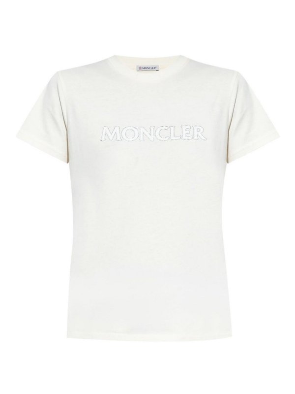 MONCLER: T-shirts - T-Shirt - Crème