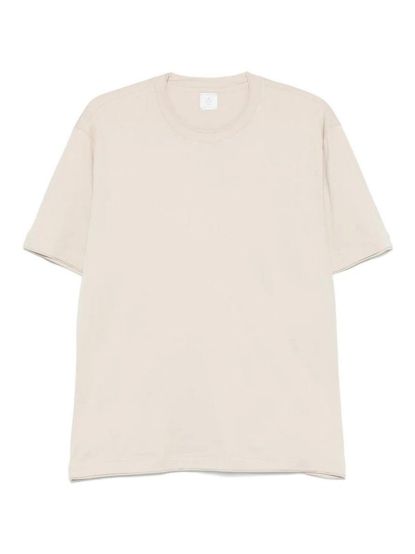 ELEVENTY: t-shirt - T-shirt a collo rotondo cammello