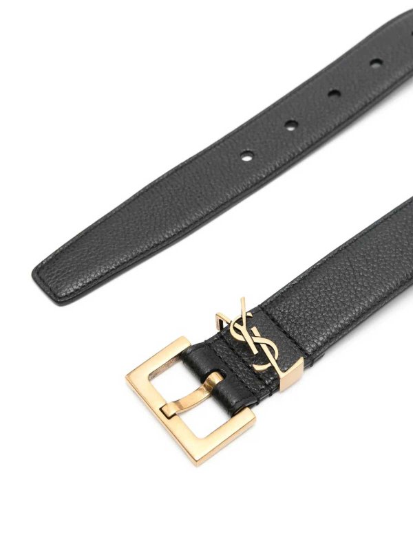SAINT LAURENT: belts online - YSL Black Milo Belt