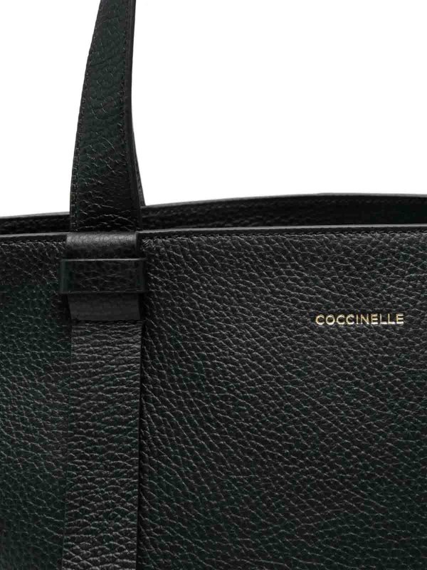 The Best Shops COCCINELLE: totes bags - Handbag Grained Leather / Noir Noir