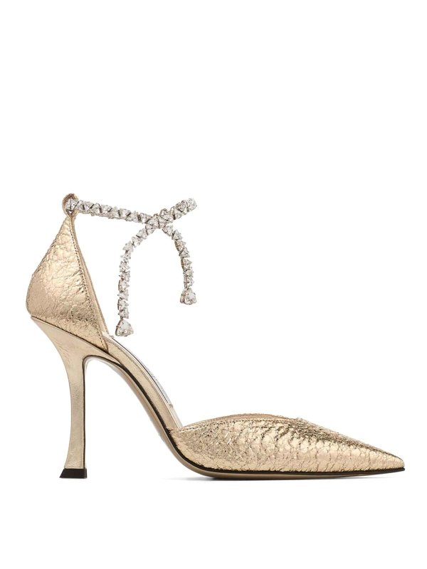 JIMMY CHOO: sandals - Stevie 100 Gzb Gold sandals