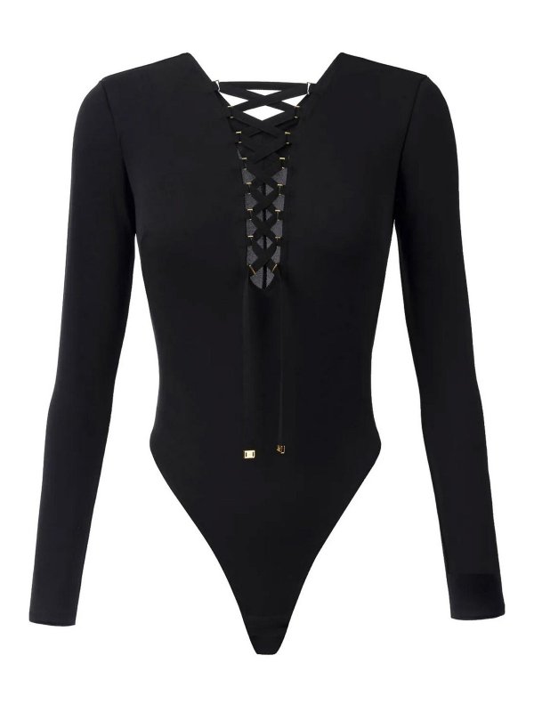 ELISABETTA FRANCHI: Tops & Tank tops - Laced-Up Bodysuit