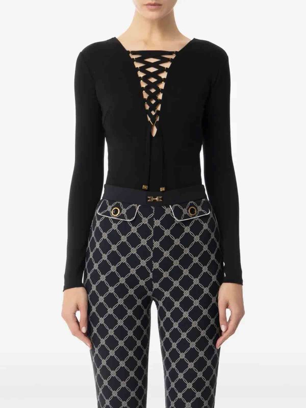 ELISABETTA FRANCHI: Tops & Tank tops online - Laced-Up Bodysuit