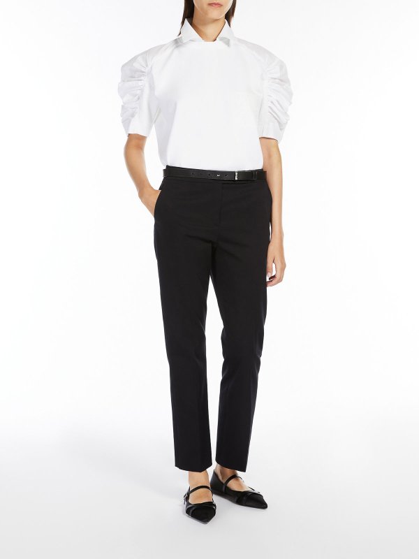 Max Mara: casual trousers online - Okra Cotton Satin Trousers