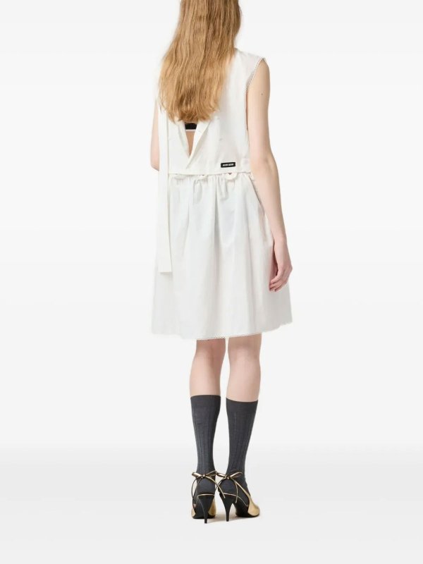 The Best Shops MIU MIU: knee length dresses - Slubbed Poplin Logo-Patch Dress