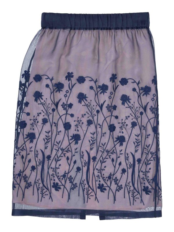 P.A.R.O.S.H.: Knee length skirts & Midi - Sorgente Embroided Tulle Skirt