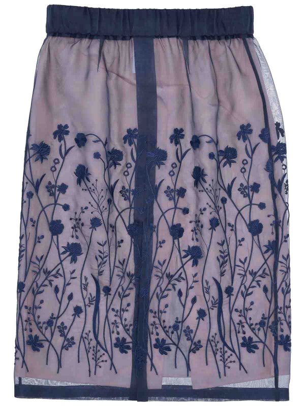 P.A.R.O.S.H.: Knee length skirts & Midi online - Sorgente Embroided Tulle Skirt