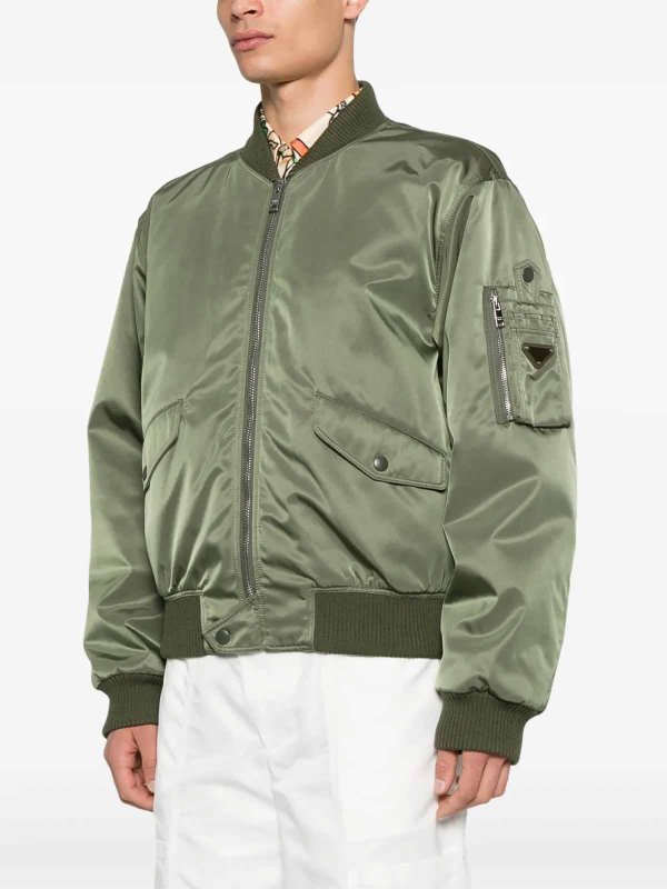The Best Shops PRADA: bombers - Triangle-Logo Bomber Jacket