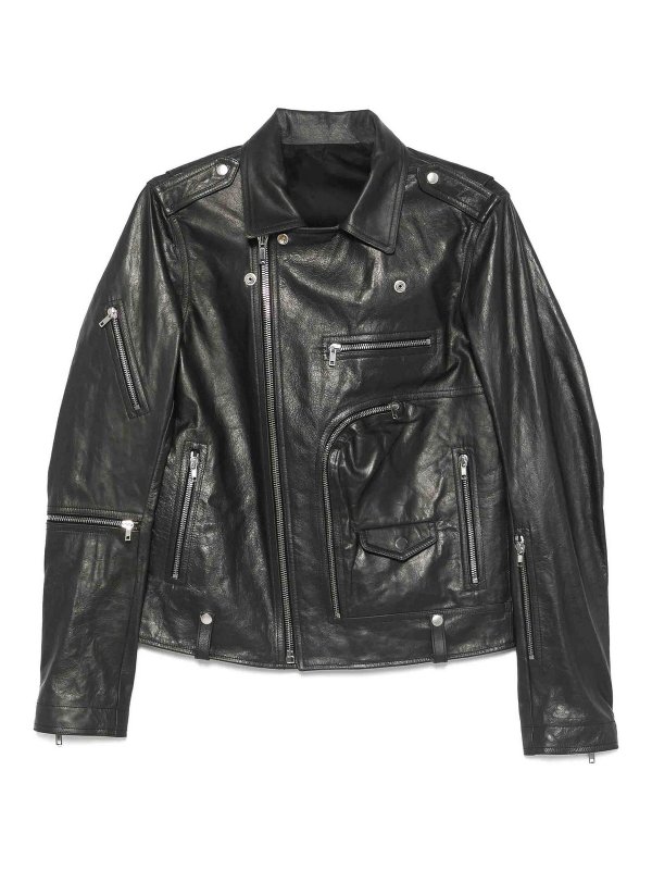 RICK OWENS: レザージャケット - レザージャケット - 黒