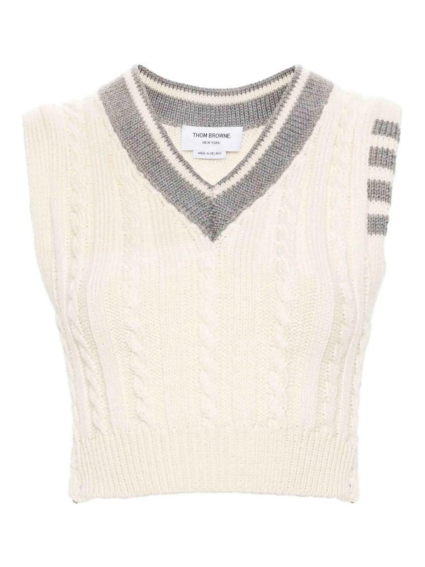 THOM BROWNE: maglieria gilet - Giubbotto cavo a 4 bar