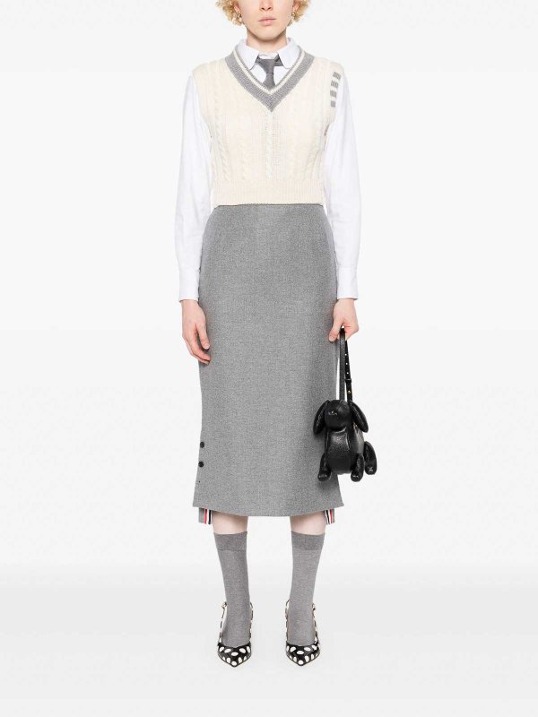 THOM BROWNE: maglieria gilet online - Giubbotto cavo a 4 bar