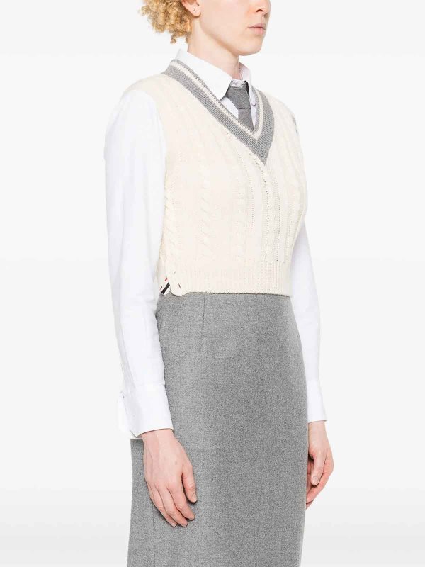 The Best Shops THOM BROWNE: maglieria gilet - Giubbotto cavo a 4 bar