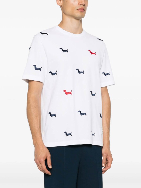 The Best Shops THOM BROWNE: t-shirts - Dog-Embroidery T-Shirt