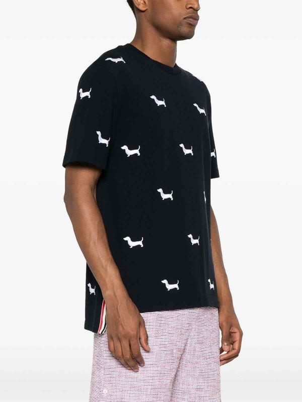 The Best Shops THOM BROWNE: t-shirts - Dog-Embroidery T-Shirt