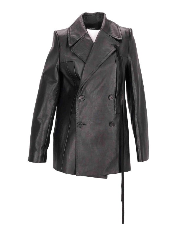 ANN DEMEULEMEESTER: Manteaux en cuir - Manteau En Cuir - Noir