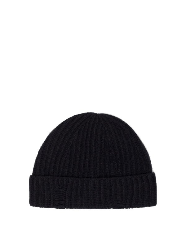 ANN DEMEULEMEESTER: ニットキャップ - ビーニー帽 - 黒
