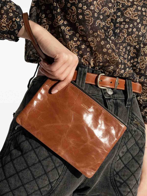 ISABEL MARANT: clutches online - Mino Crinkled-Effect Leather Clutch Bag