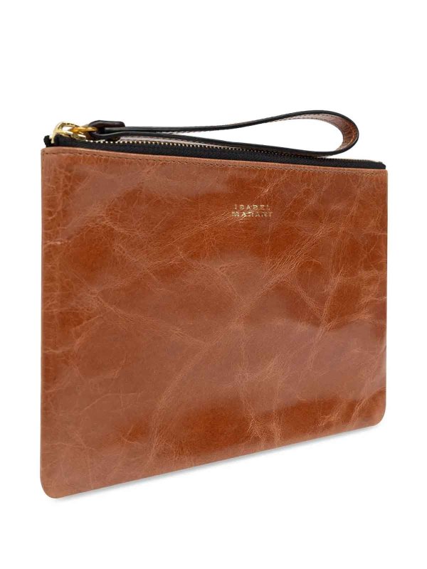 Mino Crinkled-Effect Leather Clutch Bag shop online: ISABEL MARANT