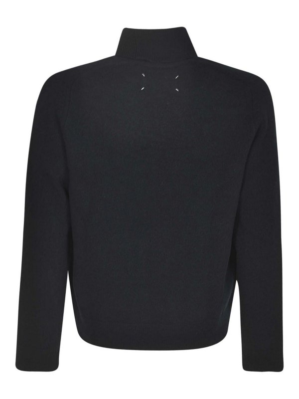 Maison Margiela: Strickpullover mit Rundhalsausschnitt online - Rundhalspullover - Dunkelblau