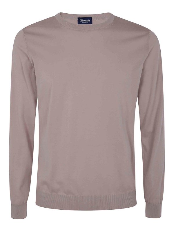 DRUMOHR: Suéteres con cuello pico - Suéter Cuello Redondo - Blanco