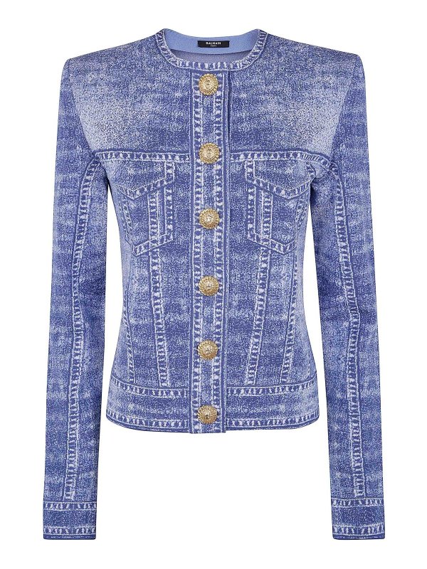 Balmain: cardigans - Effect denim cardigan
