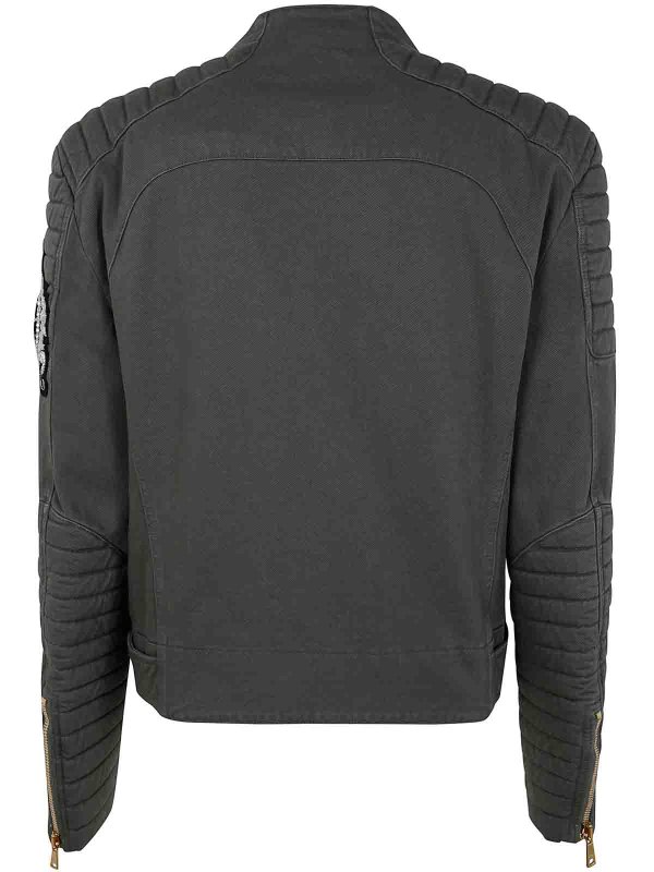 Balmain: giacche denim online - Giacca Biker