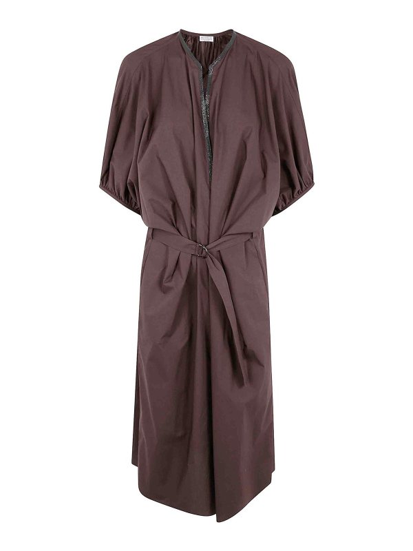 BRUNELLO CUCINELLI: Knielange Kleider - Knielanges Kleid - Braun