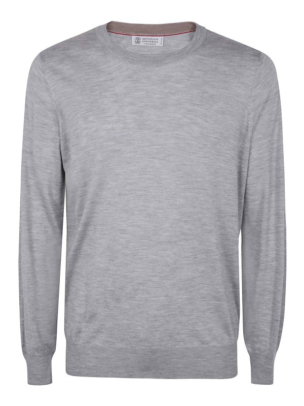BRUNELLO CUCINELLI: Suéteres con cuello pico - Suéter Cuello Redondo - Gris