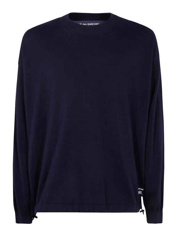 COMME DES GARÇONS HOMMES PLUS: Suéteres con cuello pico - Suéter Cuello Redondo - Azul