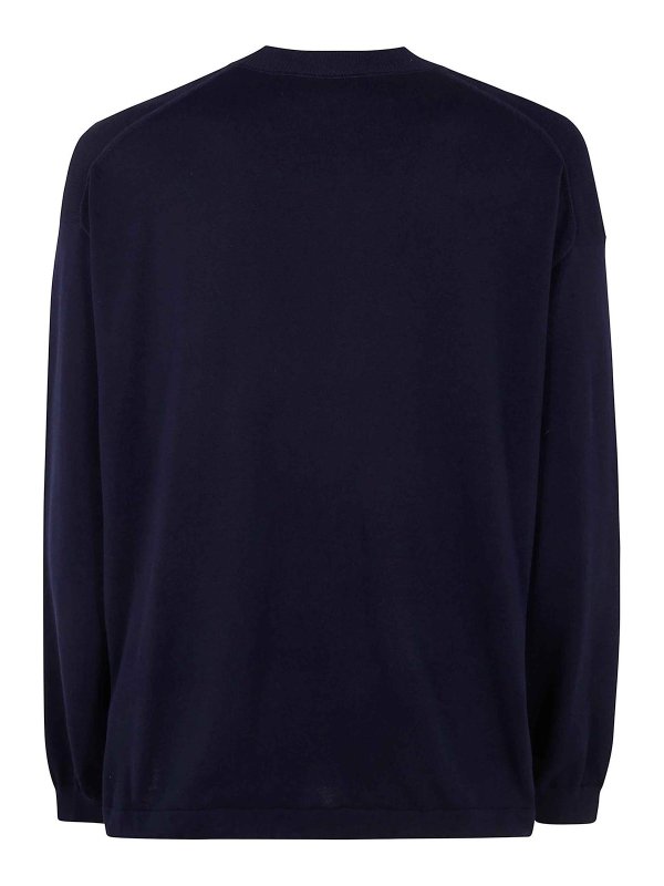 COMME DES GARÇONS HOMMES PLUS: Suéteres con cuello pico online - Suéter Cuello Redondo - Azul