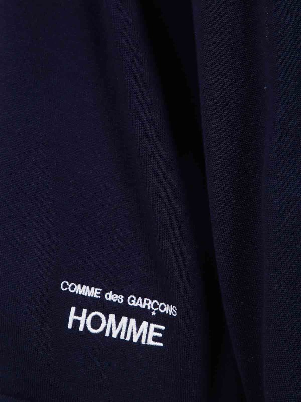 The Best Shops COMME DES GARÇONS HOMMES PLUS: Suéteres con cuello pico - Suéter Cuello Redondo - Azul