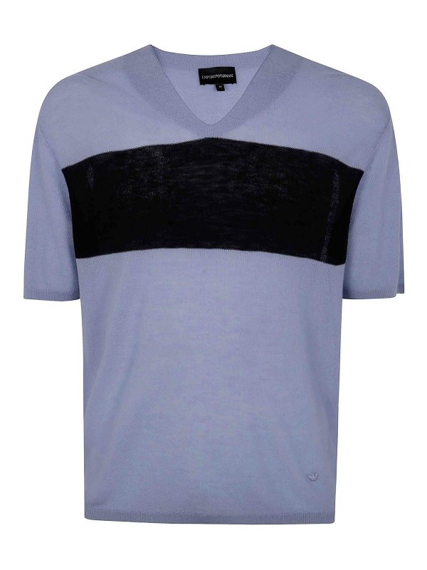 EMPORIO ARMANI: Pull col rond - Pull Col Rond - Bleu