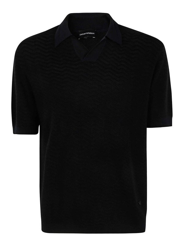 EMPORIO ARMANI: Suéteres con cuello pico - Suéter Cuello Redondo - Azul