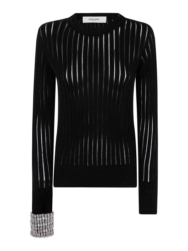 GOLDEN GOOSE: Suéteres con cuello pico - Suéter Cuello Redondo - Negro