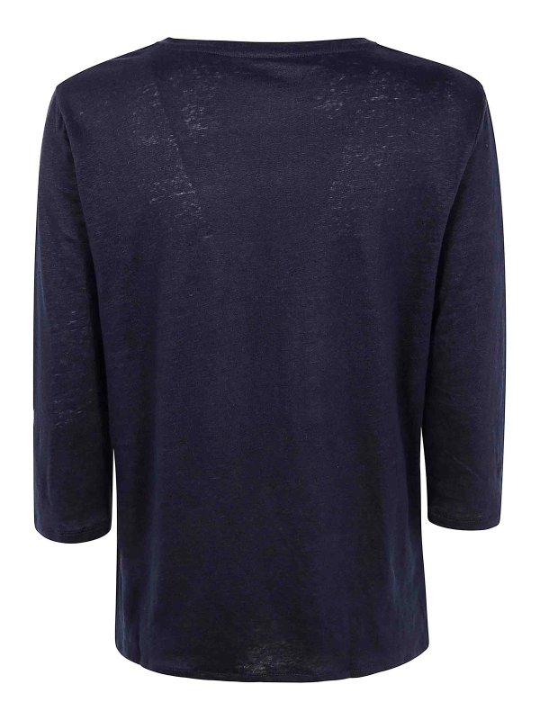 Majestic Filatures: Strickpullover mit V-Ausschnitt online - V-Pullover - Blau