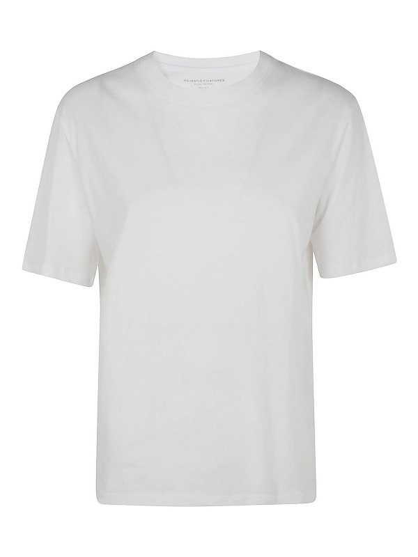 Majestic Filatures: crew necks - Short Sleeves Round Neck Sweater