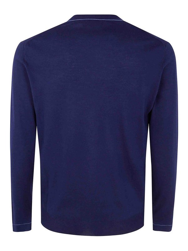 MOORER: Suéteres con cuello pico online - Suéter Cuello Redondo - Azul