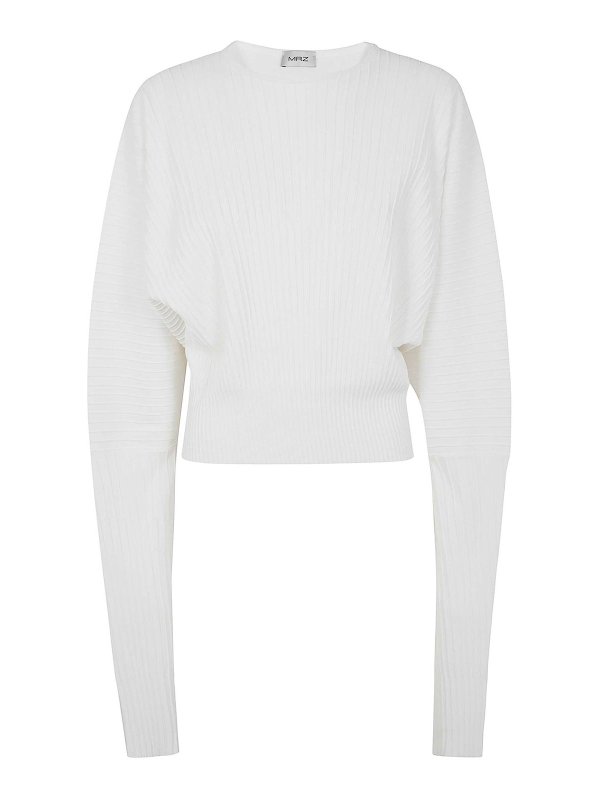 MRZ: Strickpullover mit Rundhalsausschnitt - Rundhalspullover - Weiß