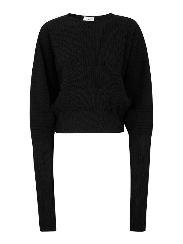 MRZ: Strickpullover mit Rundhalsausschnitt - Rundhalspullover - Schwarz