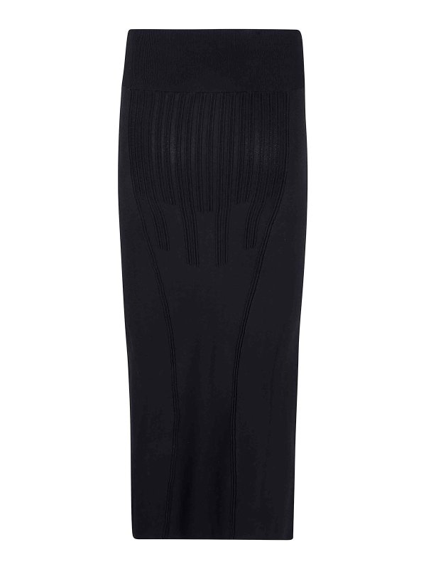 スカート MUGLER SS25 CLASSIC BLACK MIDI DRESS (25P2JU05651133 1999) black illusion neckline midi dress | MUGLER Official Website