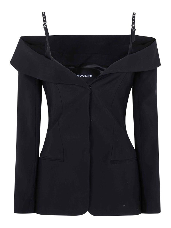 MUGLER: Tops y camisetas sin mangas - Top - Negro